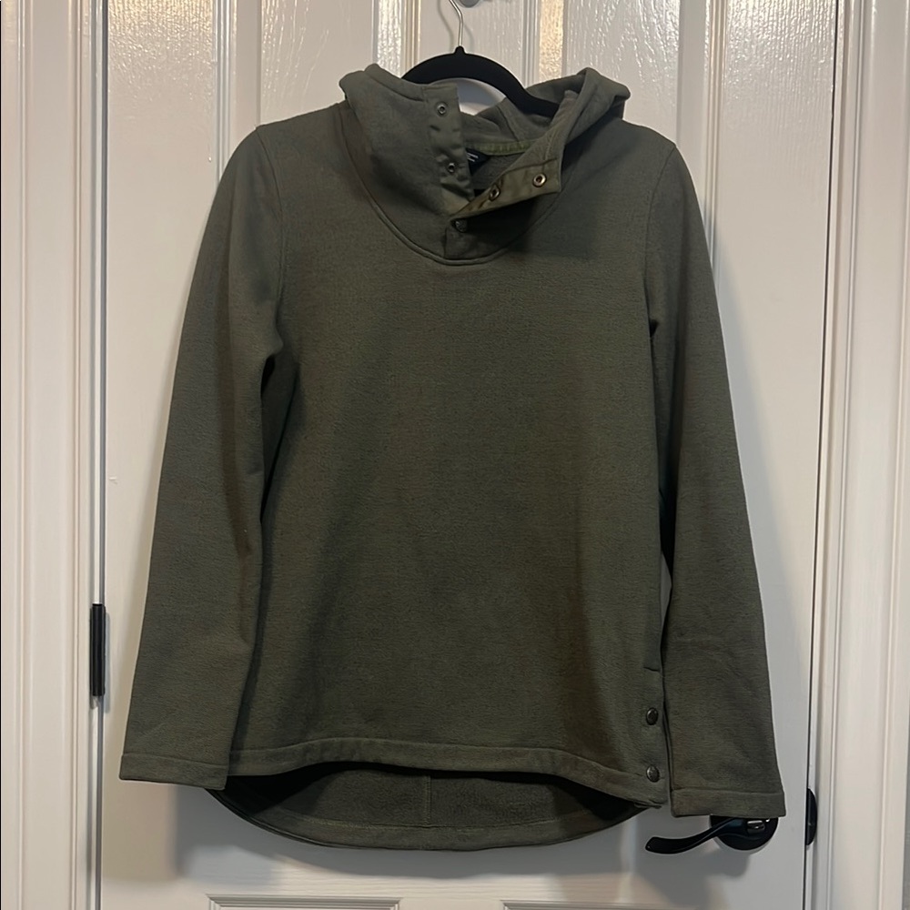North Face Olive Green Hooded Fleece Jacket